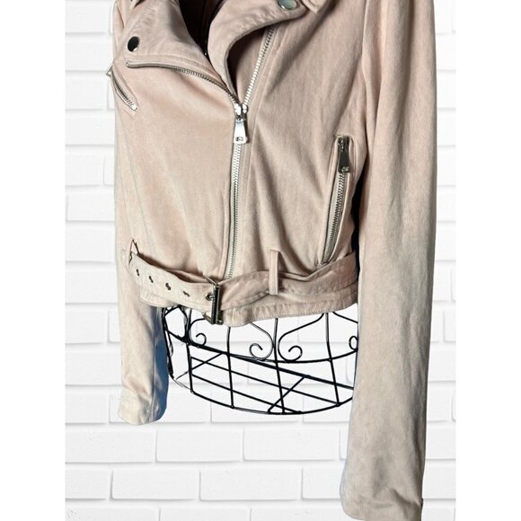 5/$25 Ashley Outerwear‎ Womens Size M Faux Suede Crop Jacket Pastel Pink - Picture 2 of 9